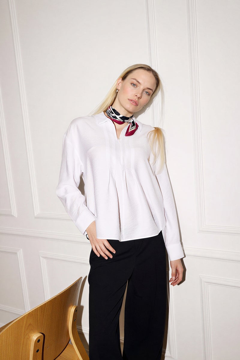 DeFacto White Woman Relax Fit Shirt Collar Long Sleeve Shirt Casual - Image 1